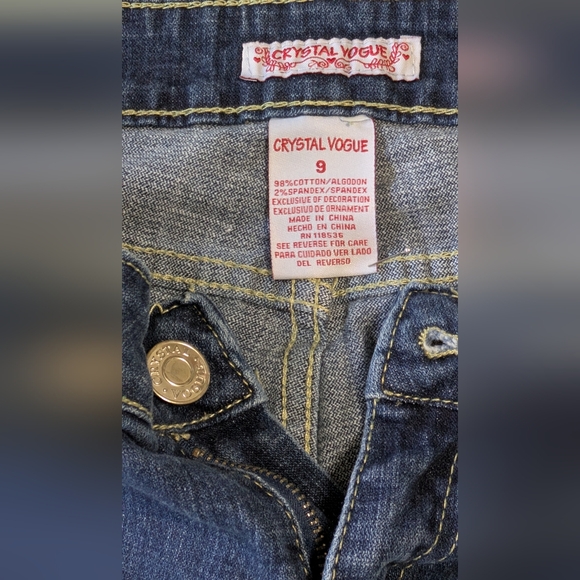Junior's Crystal Vogue Blue Denim Jeans, Size 9 Jr. - Picture 2 of 7